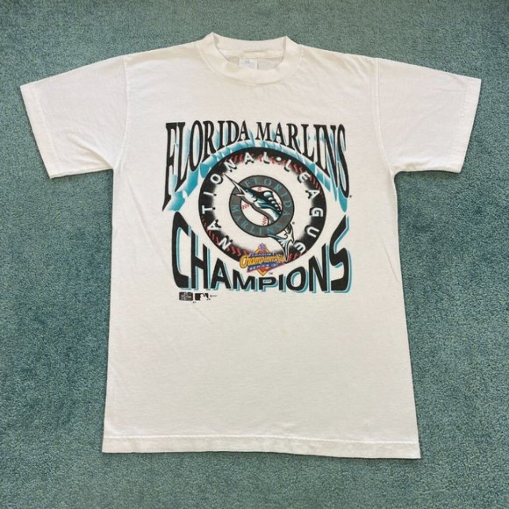 Vintage 1997 Florida Marlins National League Champions Medium Basebal Shirt